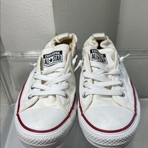 Converse White Low-Top Sneakers with Red Stripe